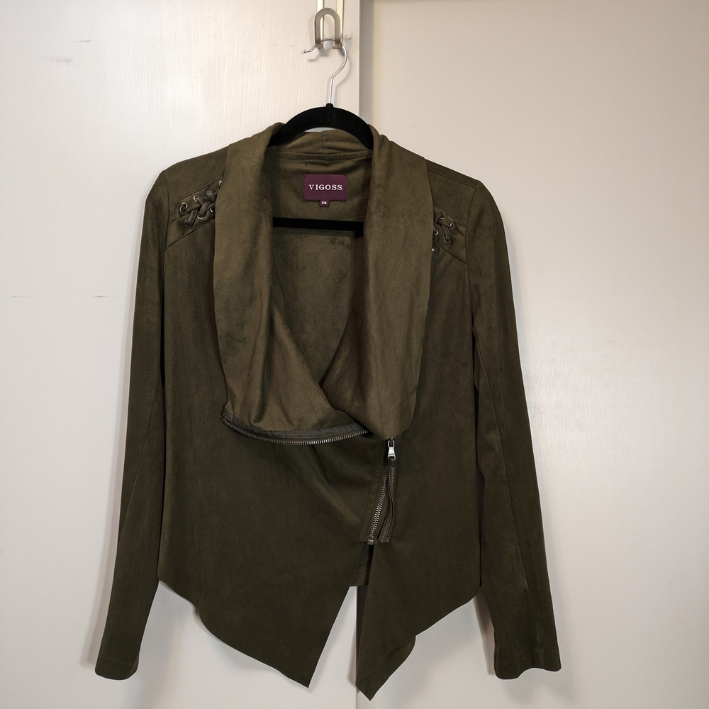 Vigoss Olive Faux Suede Women's Blazer